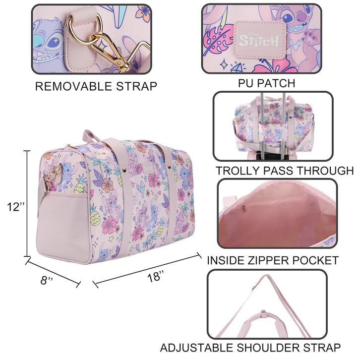 Disney Lilo & Stitch Angel and Stitch tropical duffel bag product details and features