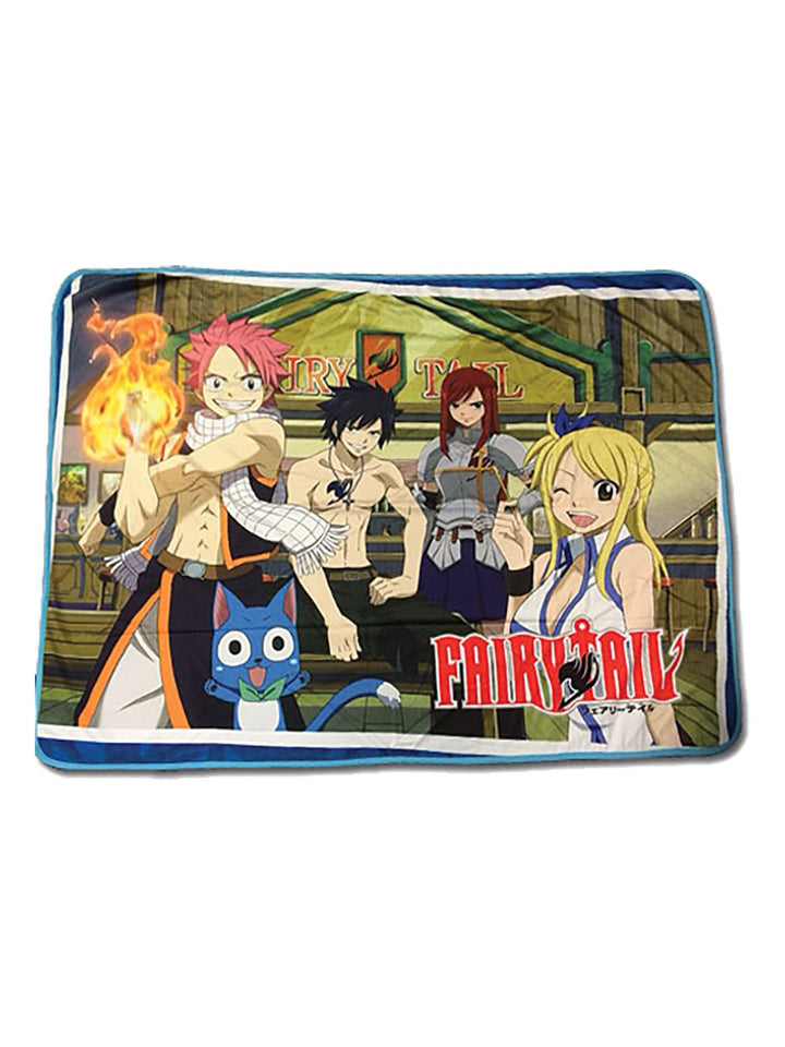 Fairy Tail Group In Bar Fleece Throw Blanket - Shadow Anime