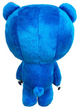 Gloomy Bear Blue Edition plush doll back view showing bright blue fur texture double round ears rainbow ear accent dark claw tips and soft plush tail by Great Eastern Entertainment