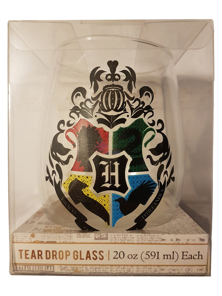 Harry Potter Hogwarts Crest Tear Drop Wine Glass 20 oz - Shadow Anime