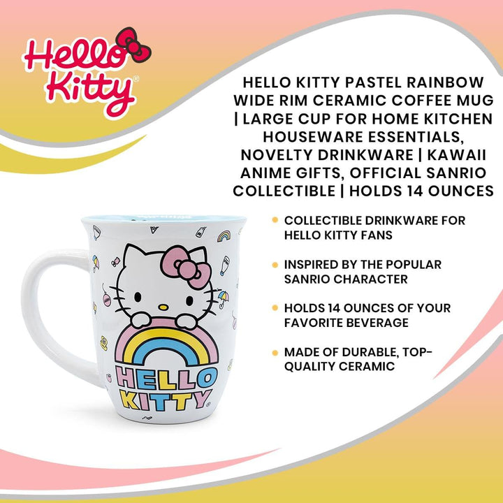 Hello Kitty Pastel Rainbow Ceramic Mug 16 oz - Shadow Anime