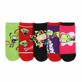 Invader Zim & Gir 5 Pack Ankle Socks - Shadow Anime