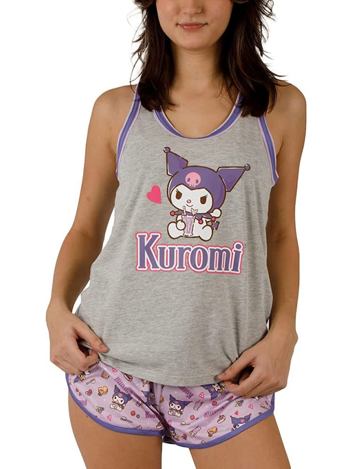 Kuromi Milkshake Juniors Tank Top & Shorts Sleepwear Set - Shadow Anime