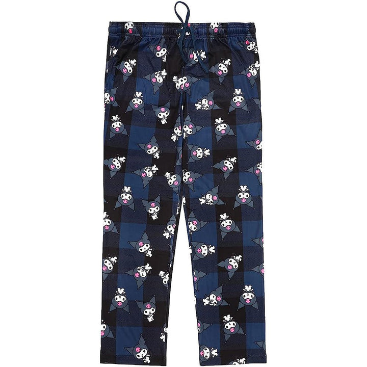 Kuromi Poses Plaid Sleep Pajama Pants with Drawstring and Pockets - Shadow Anime