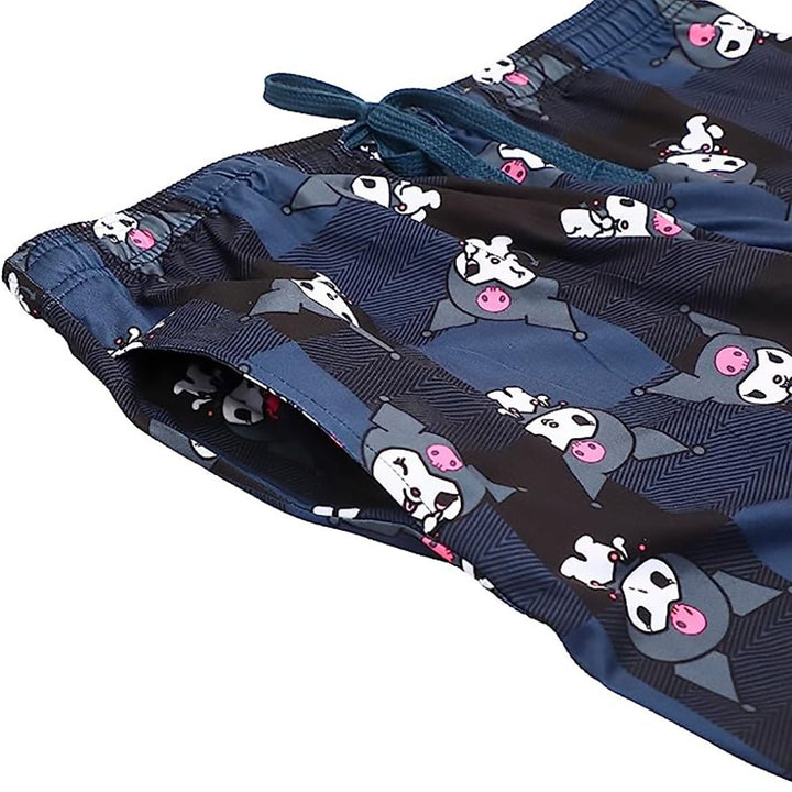 Kuromi Poses Plaid Sleep Pajama Pants with Drawstring and Pockets - Shadow Anime