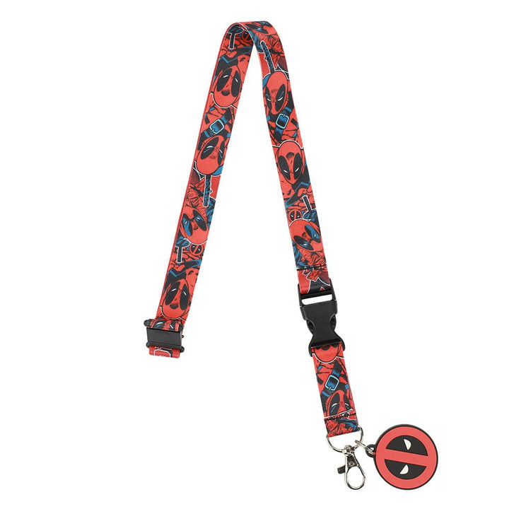 Marvel Deadpool All Over Lanyard With Logo Charm - Shadow Anime