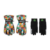 Minecraft Icons All-Over Print Youth Ski Gloves with Sure Grip Liners - Shadow Anime