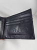 A black leather bi-fold wallet shown open, featuring the debossed brand name 'NARUTO SHIPPIEN COLLECTION' on the inside front panel.