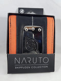 Naruto Leaf Village Metal Badge bi-fold wallet shown in official Naruto Shippuden branded packaging by Bioworld