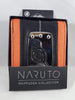 Naruto Shippuden Collection metal belt buckle in its original retail packaging. The silver-toned buckle features the Naruto village symbol, displayed on a black and orange textured belt inside a black box with 'NARUTO SHIPPUDEN COLLECTION' printed on the front.