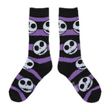 Nightmare Before Christmas Jack AOP Adult Black & Purple Athletic Crew Socks - Shadow Anime