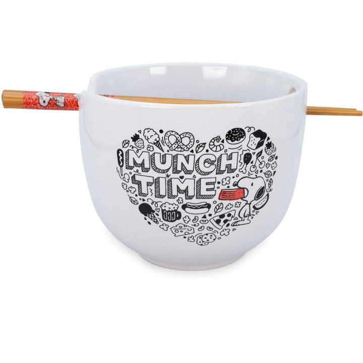Peanuts Munch Time Ceramic Ramen Bowl With Wooden Chopsticks - Shadow Anime