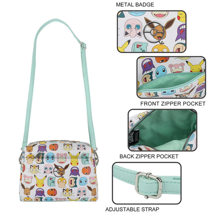 Pokemon Faces All Over Crossbody Satchel Bag - Shadow Anime