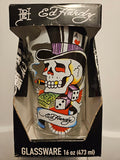 Ed Hardy Skull Hat Gamble Pint Glass 16 oz