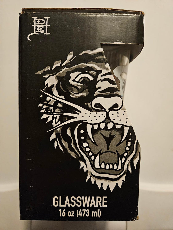 Ed Hardy Skull Hat Gamble Pint Glass 16 oz