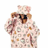 Sanrio Hello Kitty All Over Pink Oversized Hoodie Blanket - Shadow Anime