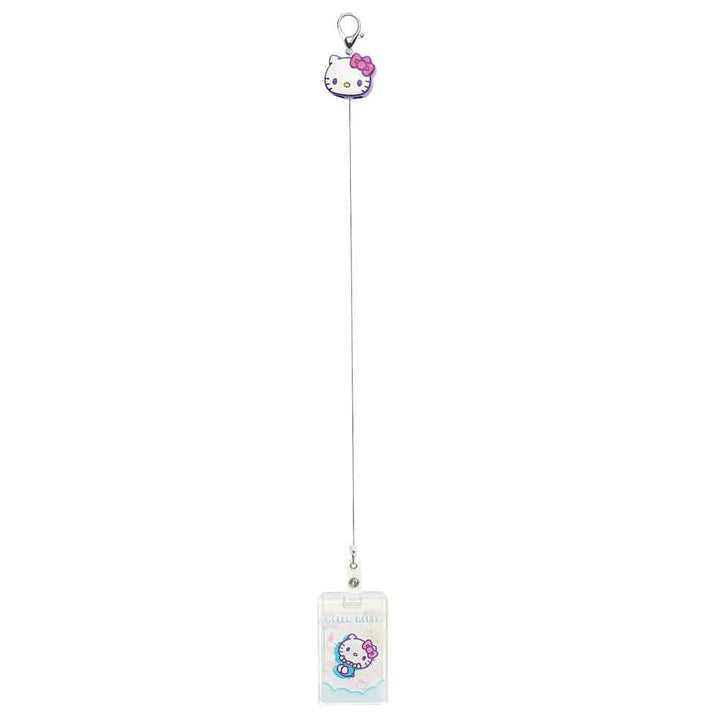 Retractable badge reel with cartoon character head and cardholder.