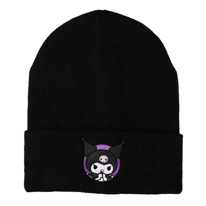 Sanrio Kuromi Embroidered Cuffed Beanie Hat - Shadow Anime