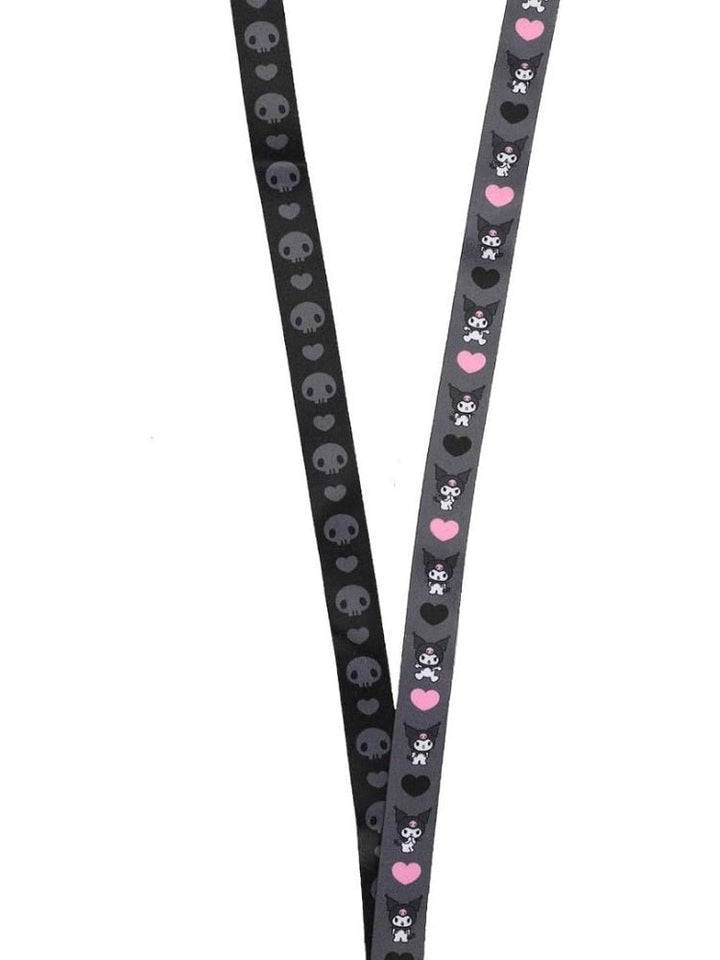 Sanrio Kuromi Hearts & Skulls Lanyard W/ Charm - Shadow Anime