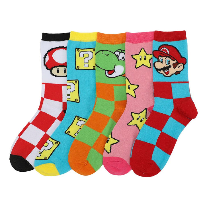Super Mario Icons Women's 5 Pack Crew Socks - Shadow Anime