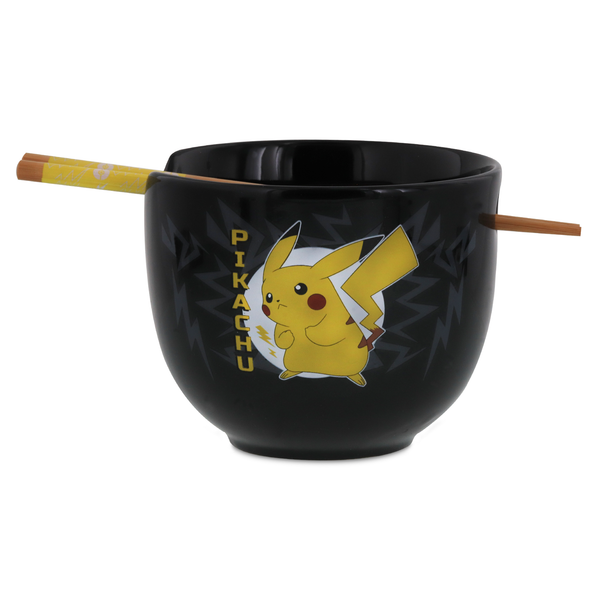 Pokemon Pikachu Ceramic Ramen Bowl Set With Wooden Chopsticks