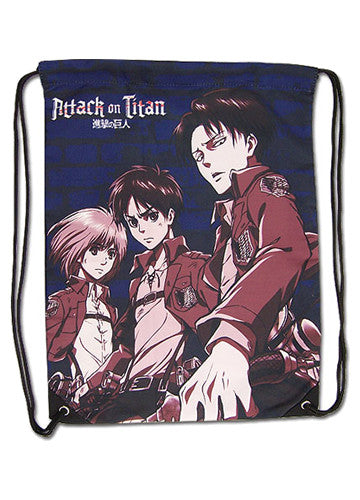 Attack On Titan Eren, Levi & Armin Drawstring Bag