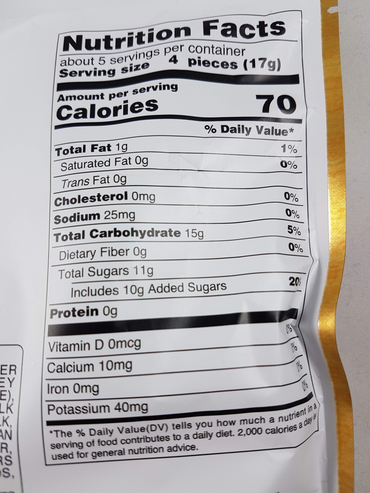 Kasugai Hokkaido Matcha Milk Hard Candy 2.85oz Nutrition Facts