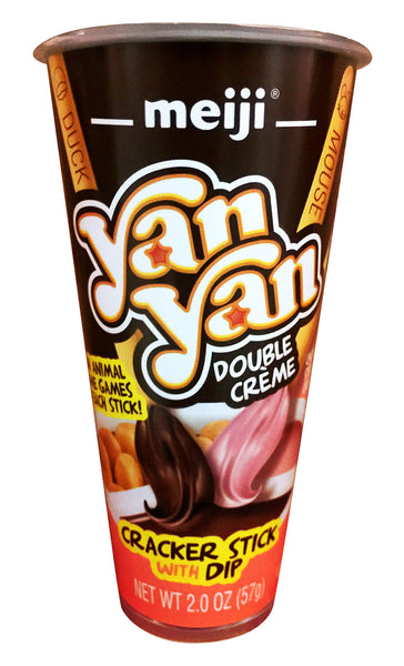 Meiji Yan Yan Double Cream Biscuit Sticks W/ Chocolate & Strawberry Dip 2 oz