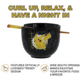 Pokemon Pikachu Ceramic Ramen Bowl Set With Wooden Chopsticks