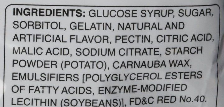 Kasugai Watermelon Gummy Candy 3.77 oz Ingredients Close Up