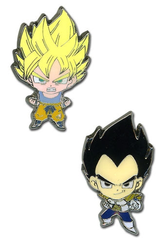 Dragon Ball Z Super Saiyan Goku &amp; Vegeta Mini Pin's Lot de 2