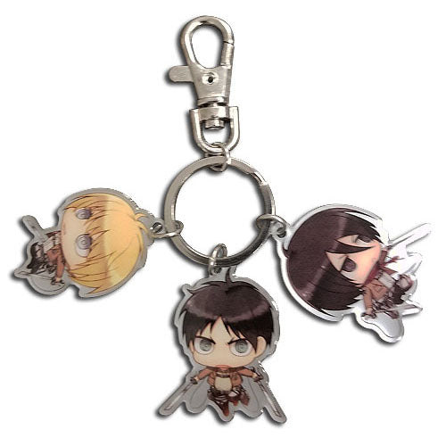 Attack On Titan Eren, Mikasa and Armin Metal Keychain