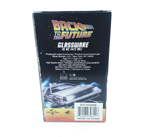 Back To The Future DeLorian Pint Glass 16 oz Back