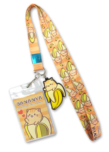 Bananya Tabby Cat Lanyard W/ Charm