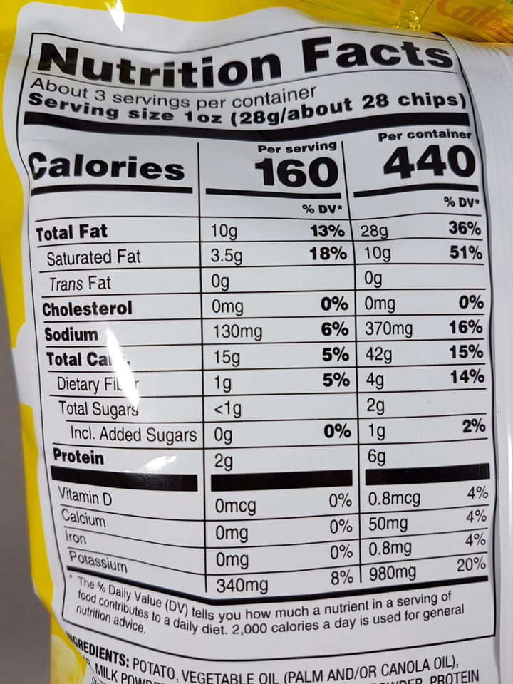 Calbee Honey Butter Potato Chips 2.8 oz Nutrition Facts