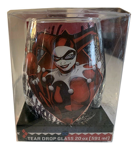 DC Batman Harley Quinn Haha Bomb Tear Drop Wine Glass 20 oz