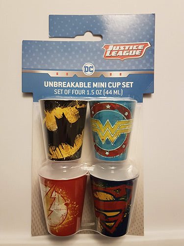 DC Justice League Unbreakable Mini Collectible Cups 1.5 oz