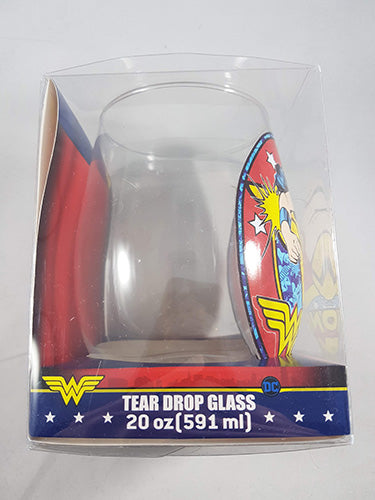 DC Wonder Woman Tear Drop Wine Glass 20 oz Left Side