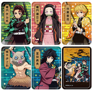 A set of six colorful stickers featuring characters from the anime series Demon Slayer.