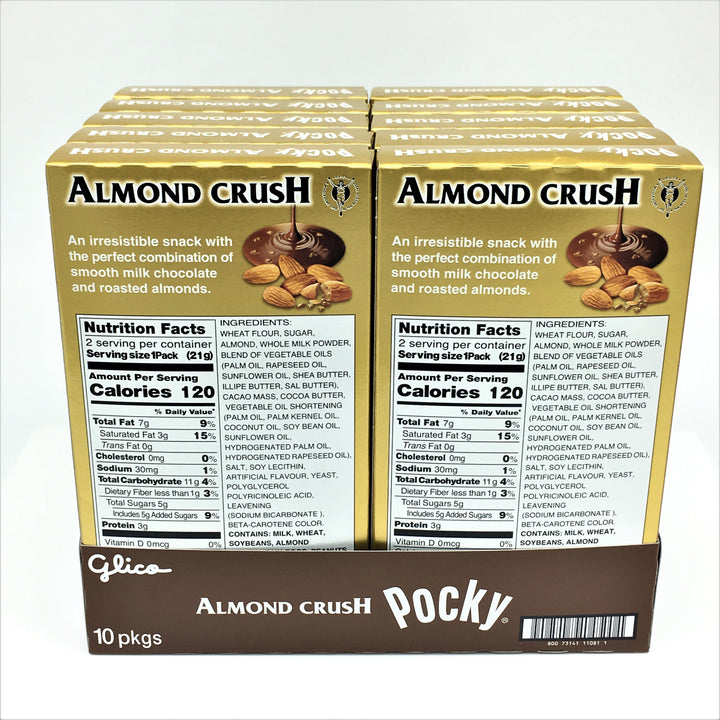 Glico Pocky Chocolate Almond Crush Covered Biscuit Sticks 1.45 oz 10 Pack Back