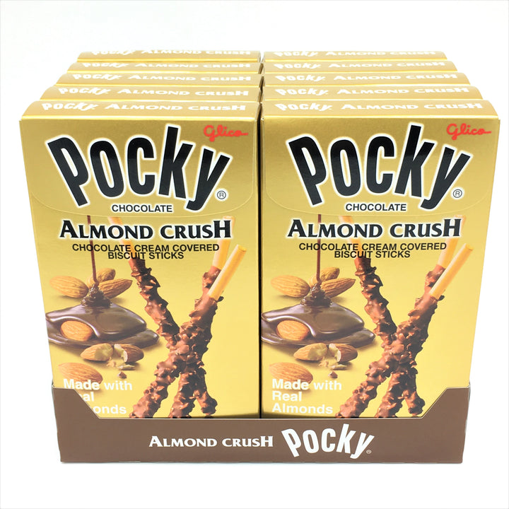 Glico Pocky Chocolate Almond Crush Covered Biscuit Sticks 1.45 oz 10 Pack