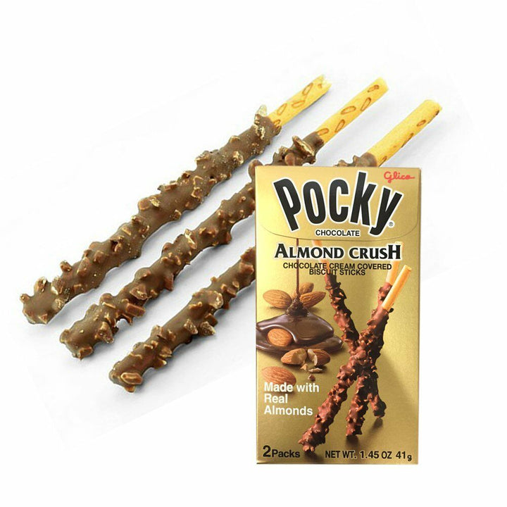 Glico Pocky Chocolate Almond Crush Covered Biscuit Sticks 1.45 oz Close Up