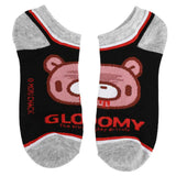 Gloomy Bear Ankle Socks 5 Pair Set Black Grey and Red Socks With Gloomy Bear Face and Blood Drool Gloomy The Naughty Grizzly