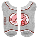 Gloomy Bear Ankle Socks 5 Pair Set Gray Socks with Gloomy Bear Tilted Head and Blood Splatter