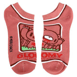 Gloomy Bear Ankle Socks 5 Pair Set Pink White and Brown With Gloomy Bear Arms Raised Attack Stance Tongue Out