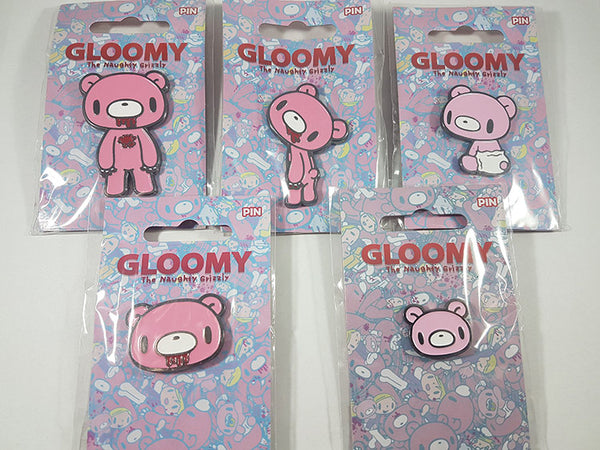 Gloomy Bear Naughty Grizzly Metal Lapel Pins Set of 5