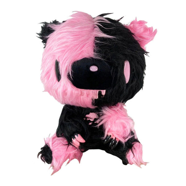Gloomy Bear Pink Black Fur 8" Sitting Plush Doll Front