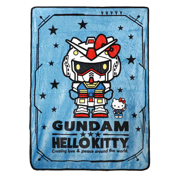 Gundam X Hello Kitty Fleece Throw Blanket