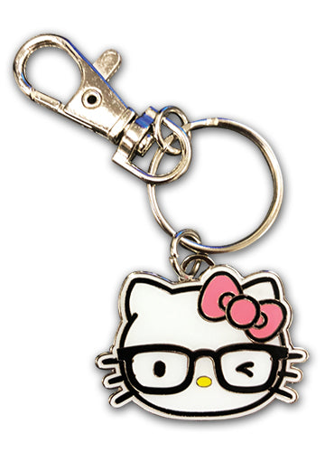 Hello Kitty Eyeglasses Enamel Metal Keychain