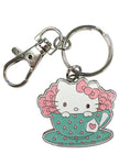 Hello Kitty In Tea Cup Enamel Metal Keychain